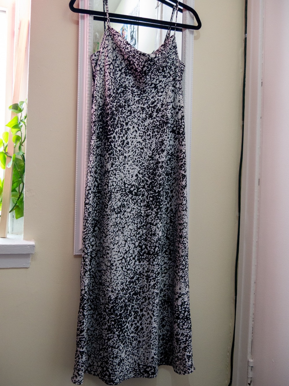 Black and White Print Satin Slip Skirt